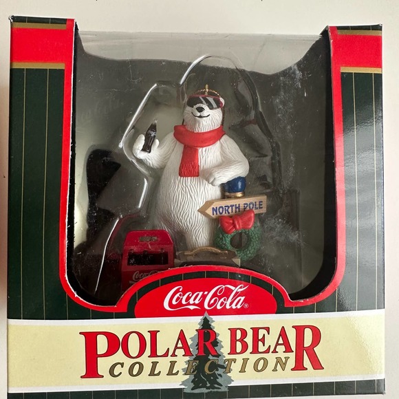 Vintage Coca Cola 4 ornaments trim a tree bottling works polar bear - Picture 3 of 7